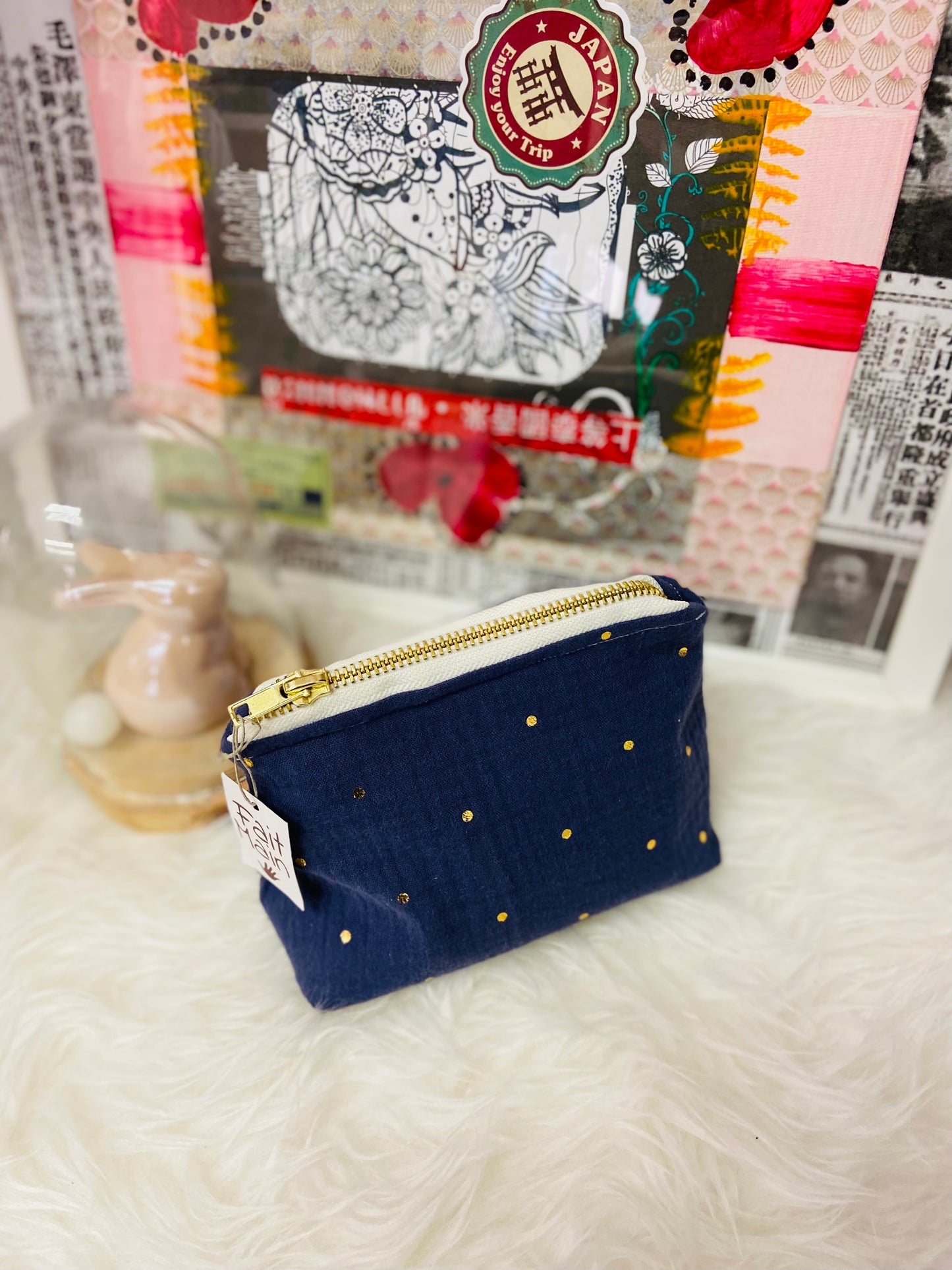 Pochette Upcyclé Bleu Doré